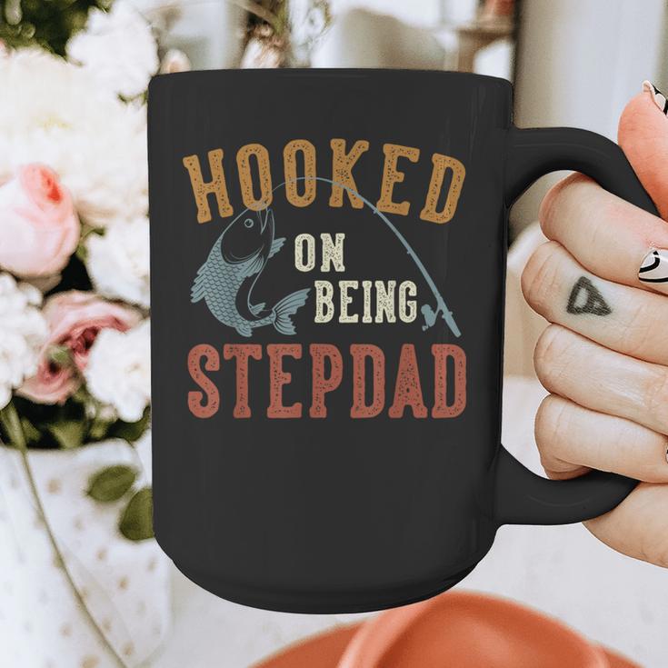 Hooked On Being Stepdad Father's Day Fishing Stepdad Graphic Print Coffee Mug