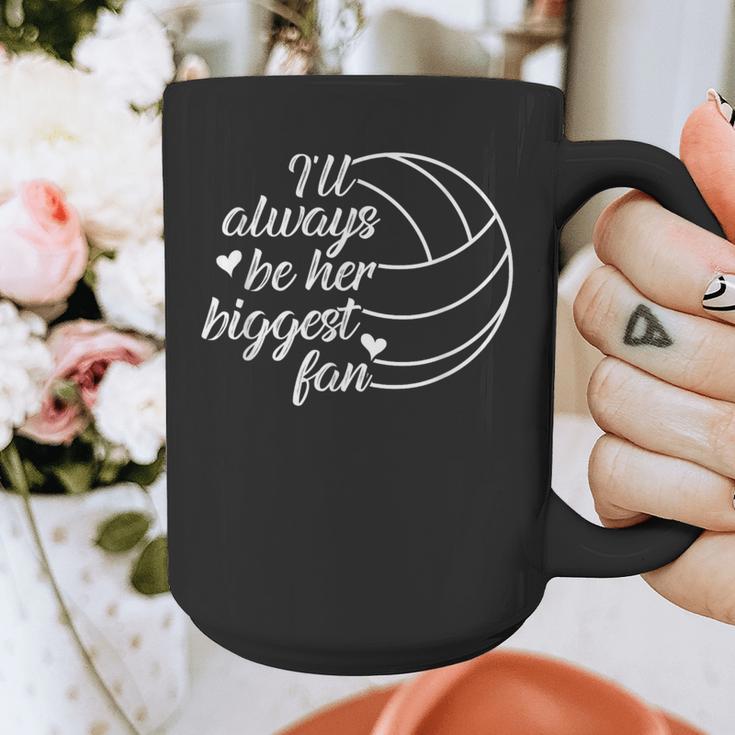 I'Ll Always Be Her Biggest Fan Cool Volleyball Mom Dad Coach Graphic Print Coffee Mug