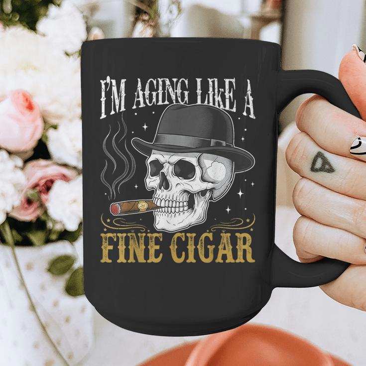 I'm Aging Like a Fine Cigar Skull Dad Retro Adult Graphic Print Coffee Mug I'm Aging Like a Fine Cigar Skull Dad Retro Adult Graphic Print Coffee Mug