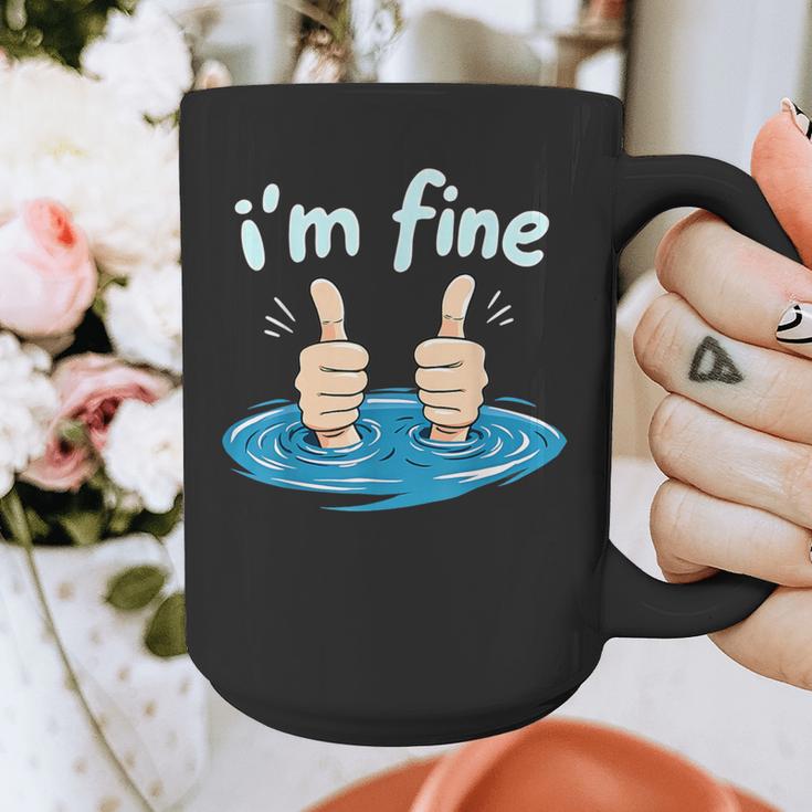 I'm Fine Drowning Thumbs Up Introvert Meme Humor Graphic Print Coffee Mug