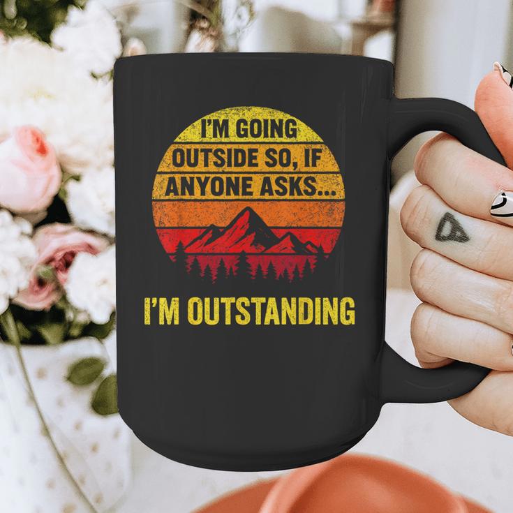 I'm Going Outside If Asked I'm Outstanding Dad Joke Graphic Print Coffee Mug