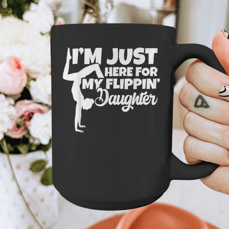 I'm Just Here For My Flippin Daughter Gymnastics Dad Mom Graphic Print Coffee Mug