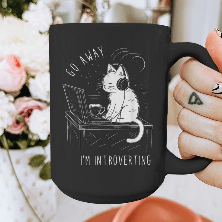 Introvert Cat With Coffee On Computer Antisocial Emo Goth Graphic Print Coffee Mug Introvert Cat With Coffee On Computer Antisocial Emo Goth Graphic Print Coffee Mug