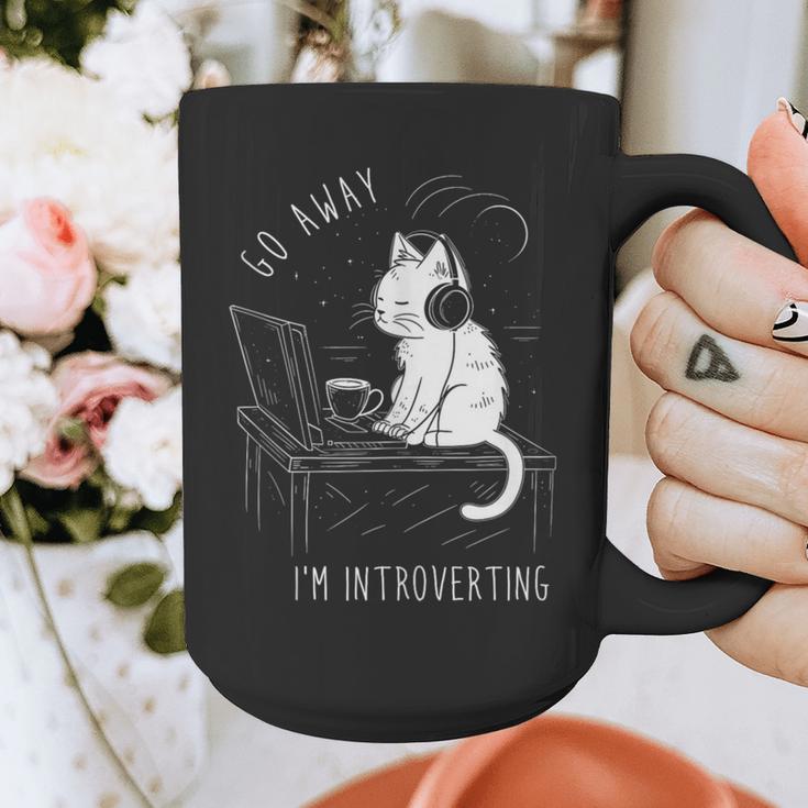 Introvert Cat With Coffee On Computer Antisocial Emo Goth Graphic Print Coffee Mug Introvert Cat With Coffee On Computer Antisocial Emo Goth Graphic Print Coffee Mug