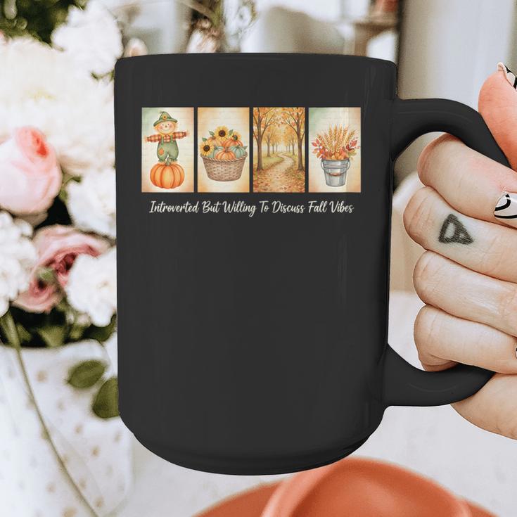 Introverted But Willing To Discuss Fall Vibes Autumn Pumpkin Graphic Print Coffee Mug Introverted But Willing To Discuss Fall Vibes Autumn Pumpkin Graphic Print Coffee Mug