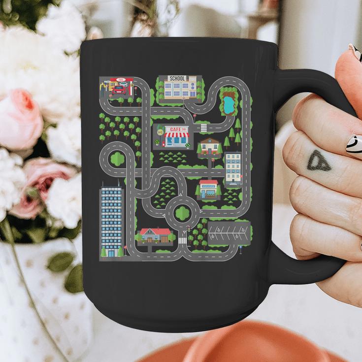 Kid Play Cars On Dad Back Race Track Mat Fathers Day Graphic Print Coffee Mug