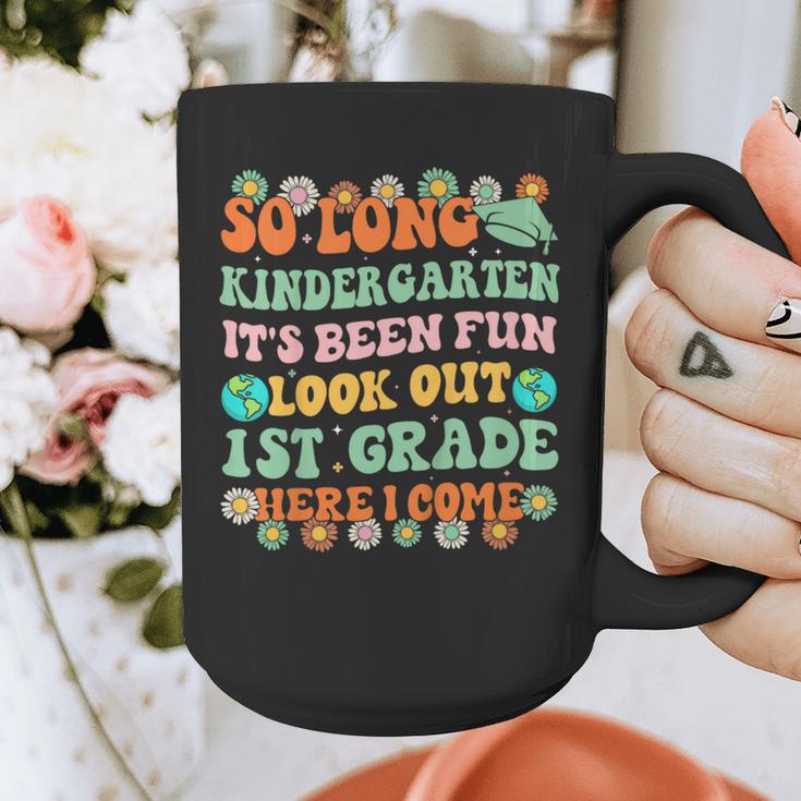 Kids So Long Kindergarten 1st Grade Here I Come Graduation Groovy Graphic Print Coffee Mug