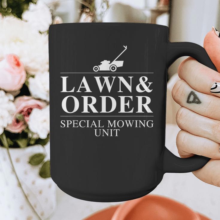 Lawn & Order Special Mowing Unit Dad Joke Graphic Print Coffee Mug