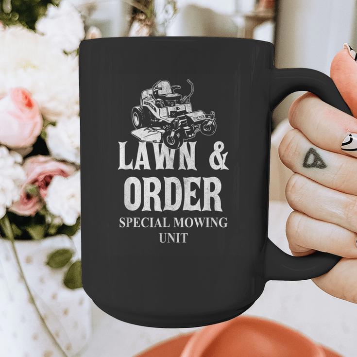 Lawn & Order Special Mowing Unit Dad Joke Lawn Mower Graphic Print Coffee Mug