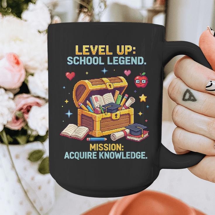 Level Up School Legend Video Game Pixel Art Graduation Graphic Print Coffee Mug