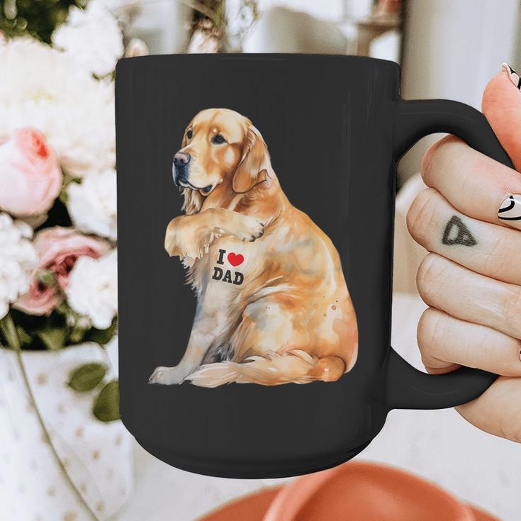 I Love Dad Patriotic Golden Retriever Canine Dog Lover Graphic Print Coffee Mug