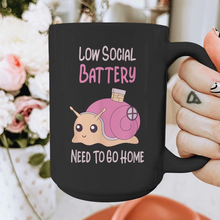 Low Social Battery Cute Snail With House Introvert Cozy Home Graphic Print Coffee Mug