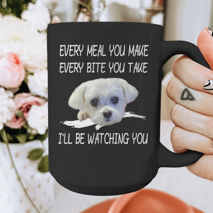 Maltese Dog Watching Owner Quote Puppy Mom Dad Men Women Girls Kids Graphic Print Coffee Mug