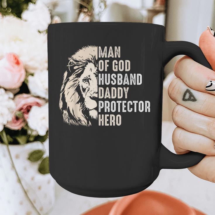 Man Of God Husband Daddy Protector Hero Lion Father's Day Graphic Print Coffee Mug