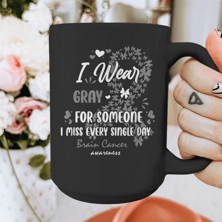 In Memory Brain Cancer Angel Family Support I Wear Grey Graphic Print Coffee Mug