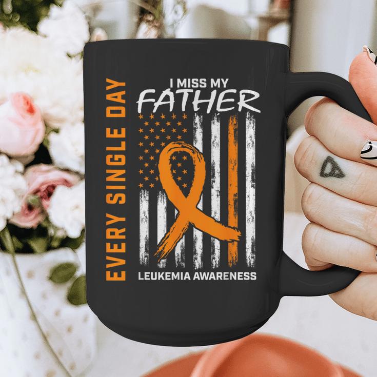 In Memory Of Dad Leukemia Awareness Father USA Flag Shirts Graphic Print Coffee Mug