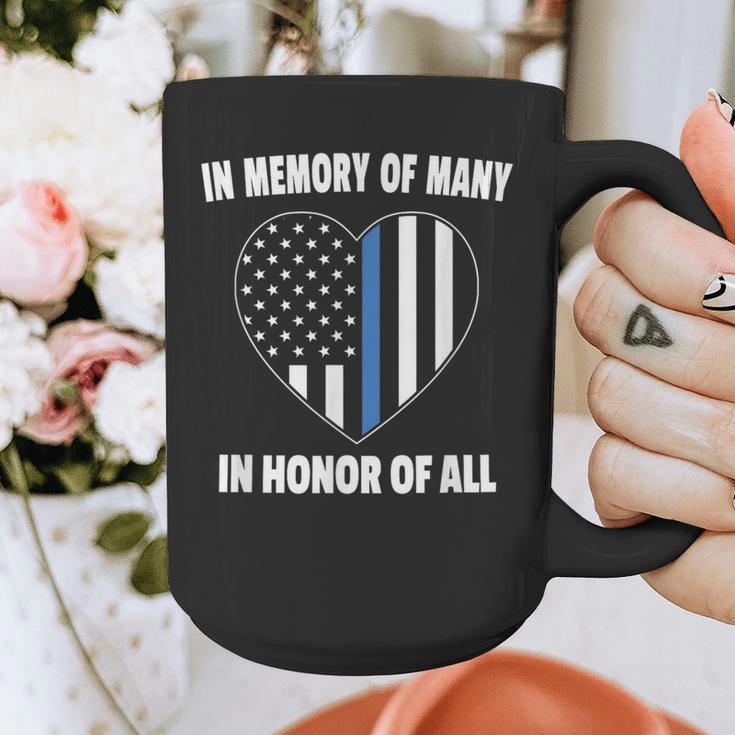 In Memory Of Many Honor Of All Blue Line American Flag Hear Graphic Print Coffee Mug