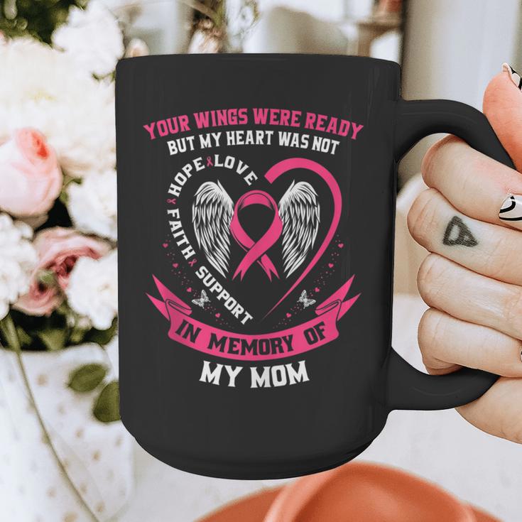 In Memory Of My Mom Breast Cancer Awareness Pink Heart Graphic Print Coffee Mug