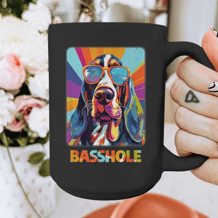 Mom & Dad Of a Basshole Basset Hound With Glasses -Adults Short Sleeve Graphic Print Coffee Mug