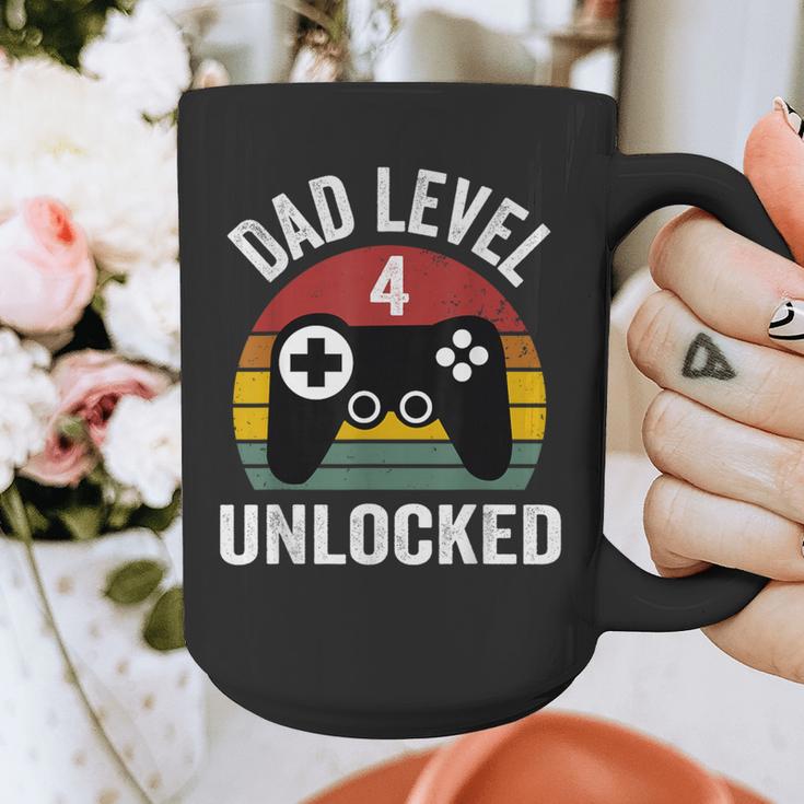 New Dad Shirt Dad Level 4 Unlocked For 4 Kids Gaming Graphic Print Coffee Mug
