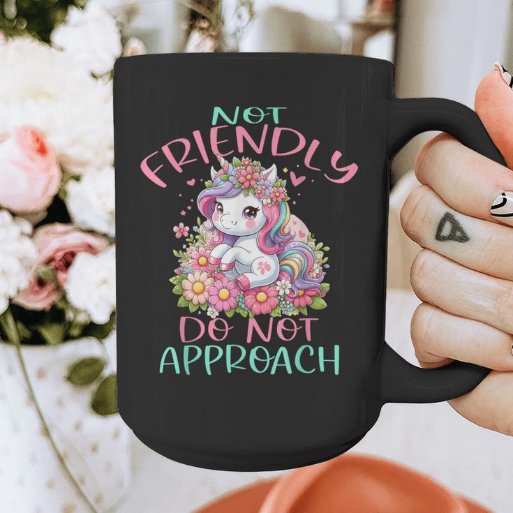 Not Friendly Do Not Approach Women & Girls Unicorn Cute Introvert & Humor Lovers For Women V-Neck Classic Fit Modern Short Sleeve Graphic Print Coffee Mug