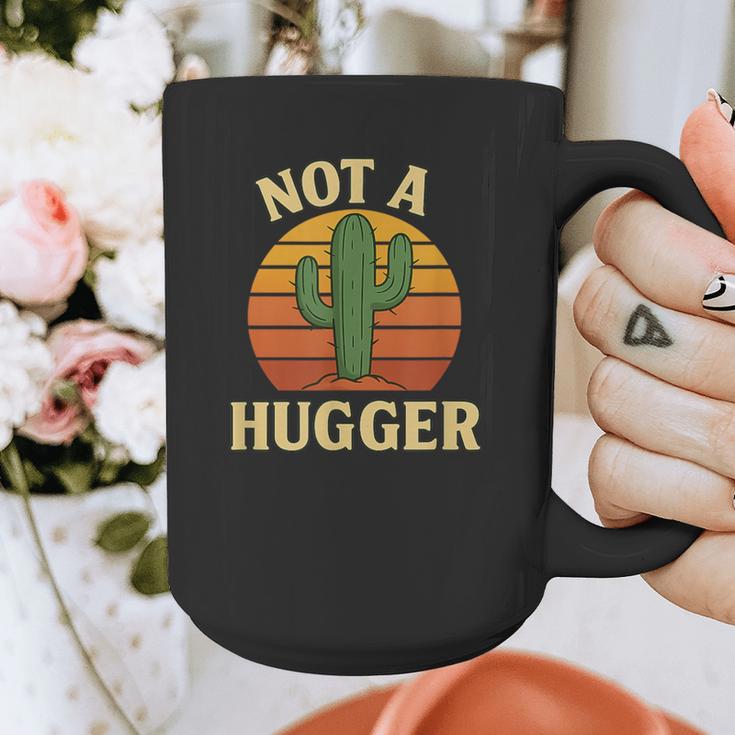 Not A Hugger Cactus Retro Sunset No Hugging Introvert Graphic Print Coffee Mug