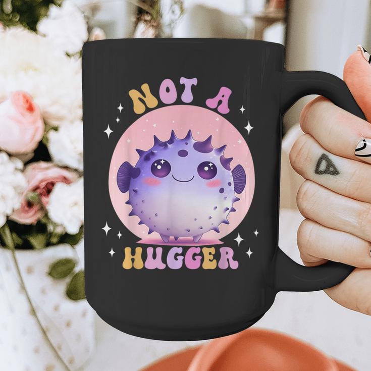 Not a Hugger Cute Pufferfish Autism Awareness Introverts Graphic Print Coffee Mug
