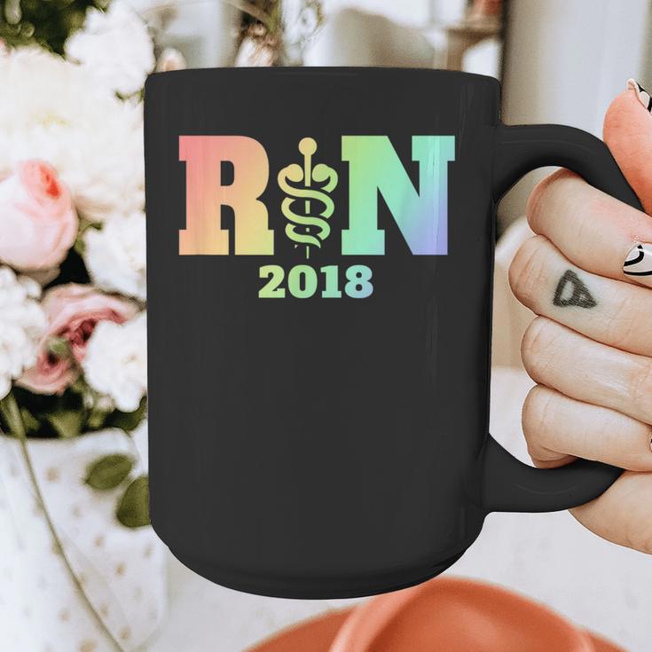 Nurse Graduation Shirt RN Est 2018 Rainbow Tshirt Graphic Print Coffee Mug