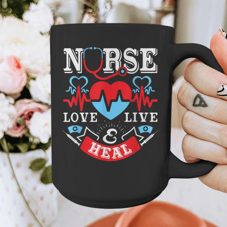 Nurse Live Love Heal Graduation Appreciation Valentines Day Graphic Print Coffee Mug