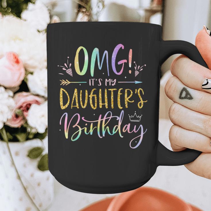 OMG It's My Daughter's Birthday Happy Bday Tie Dye Mom Dad Small Graphic Print Coffee Mug