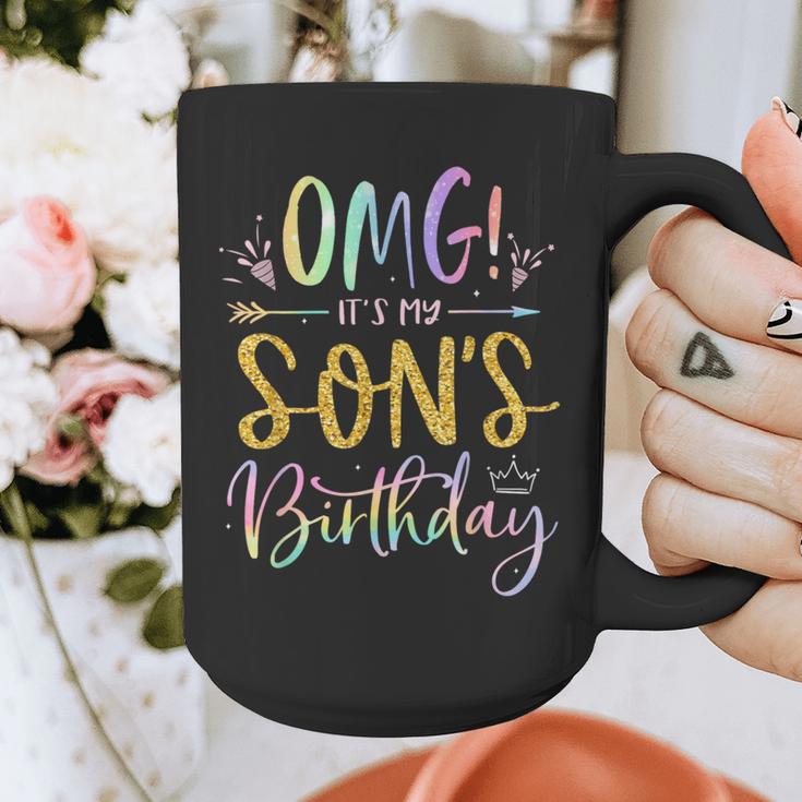 OMG It's My Son's Birthday Happy Bday Tie Dye Mom Dad Graphic Print Coffee Mug