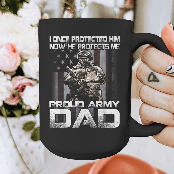 I Once Protected Him Now He Protects Me Proud Army Dad Graphic Print Coffee Mug