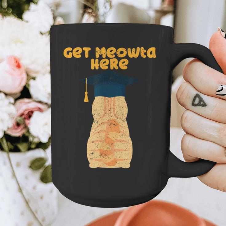 Orange Tabby Cat Graduation Distressed Shirt For Grads For Men Women Girls Kids Graphic Print Coffee Mug