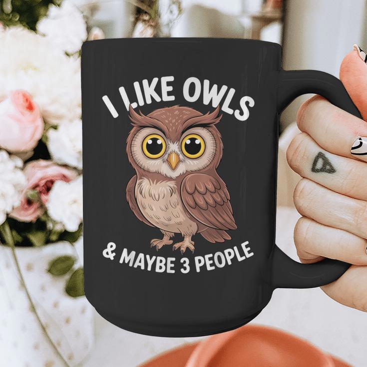I Like Owls And Maybe 3 People Introvert Humor Casual Graphic Print Coffee Mug