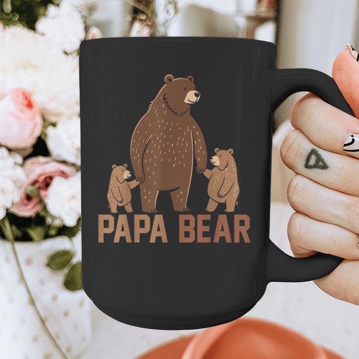 Papa Bear Dad Two Cubs Daddy Bear 2 Kids Father's Day Graphic Print Coffee Mug