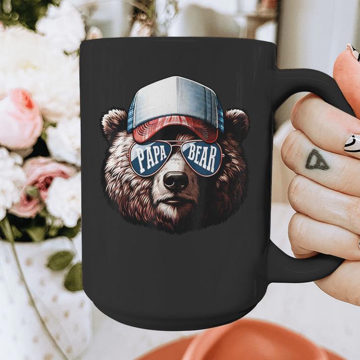 Papa Bear Face Cool Dad Style Retro Fathers Day Daddy Bear Graphic Print Coffee Mug