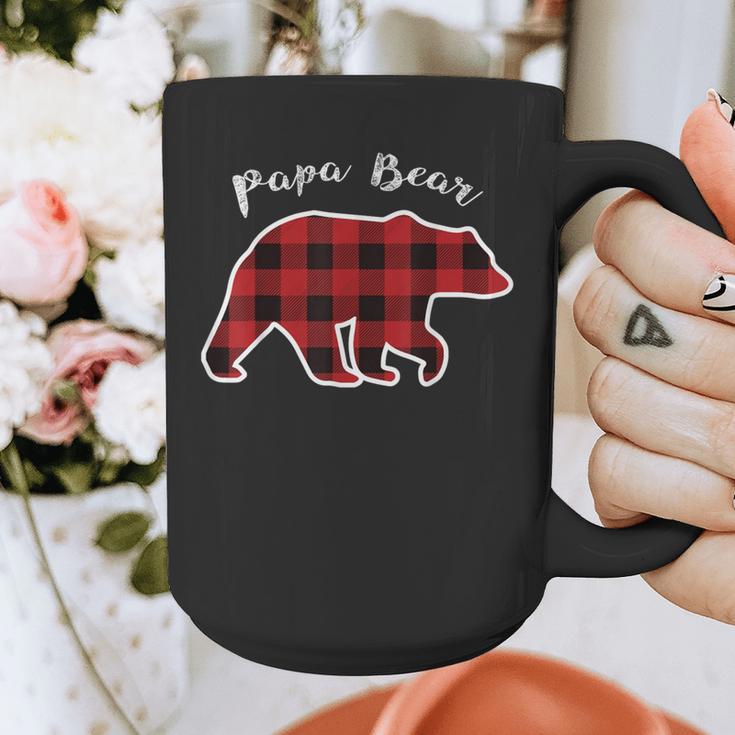 PAPA Bear Men Red Plaid Christmas Pajama Family Dad Small Graphic Print Coffee Mug