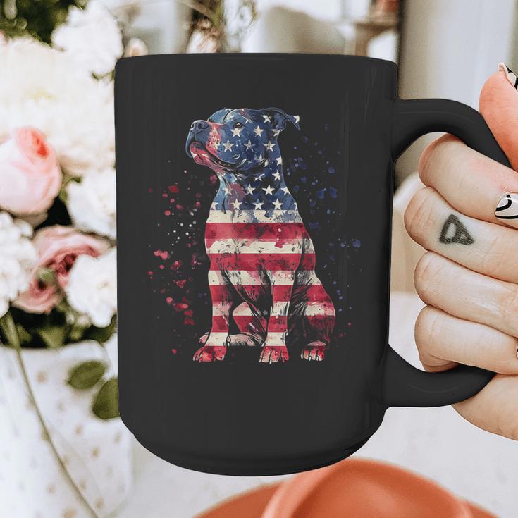 Patriotic Pitbull American Flag 4th Of July Dog Pitbull Dad Graphic Print Coffee Mug