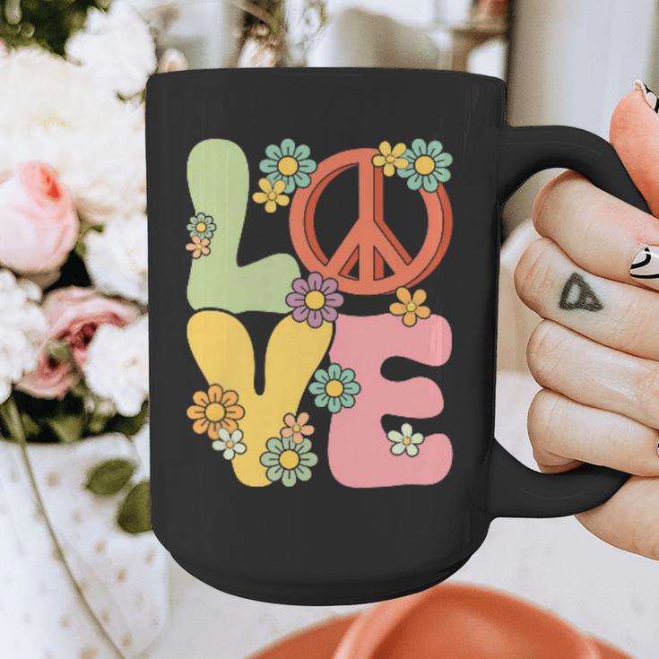 Peace Sign Love Groovy Vibes Costume Nostalgia 1980s Fashion Graphic Print Coffee Mug