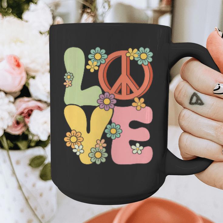 Peace Sign Love Groovy Vibes Costume Nostalgia 1980s Fashion Graphic Print Coffee Mug
