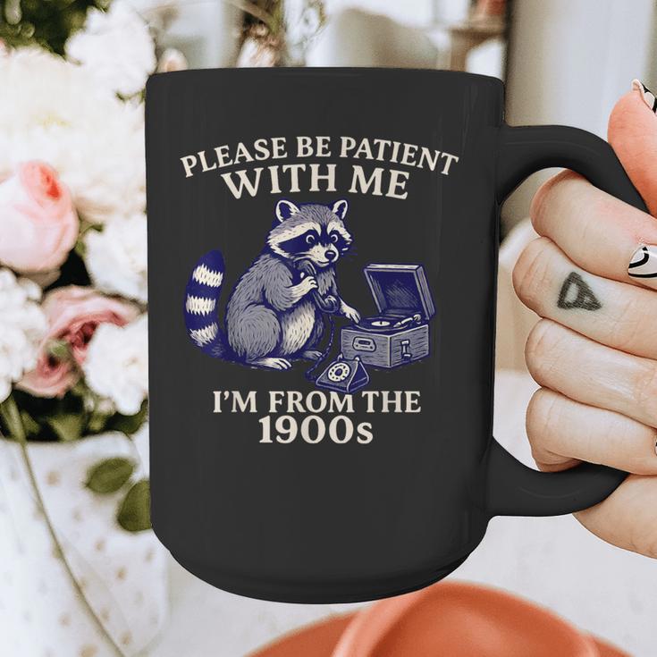 Please Be Patient I'm From The 1900s Retro Raccoon Saying Graphic Print Coffee Mug