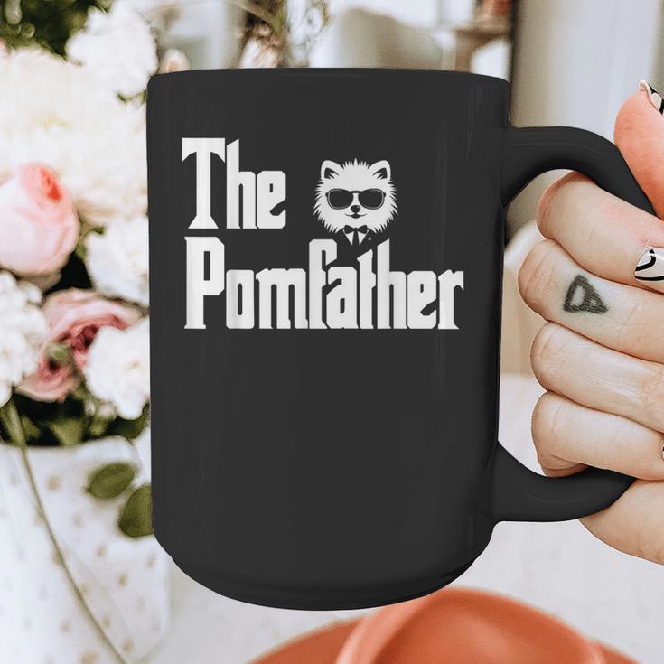 The PomFather Pomeranian Dog Dad Shirt Men Graphic Print Coffee Mug