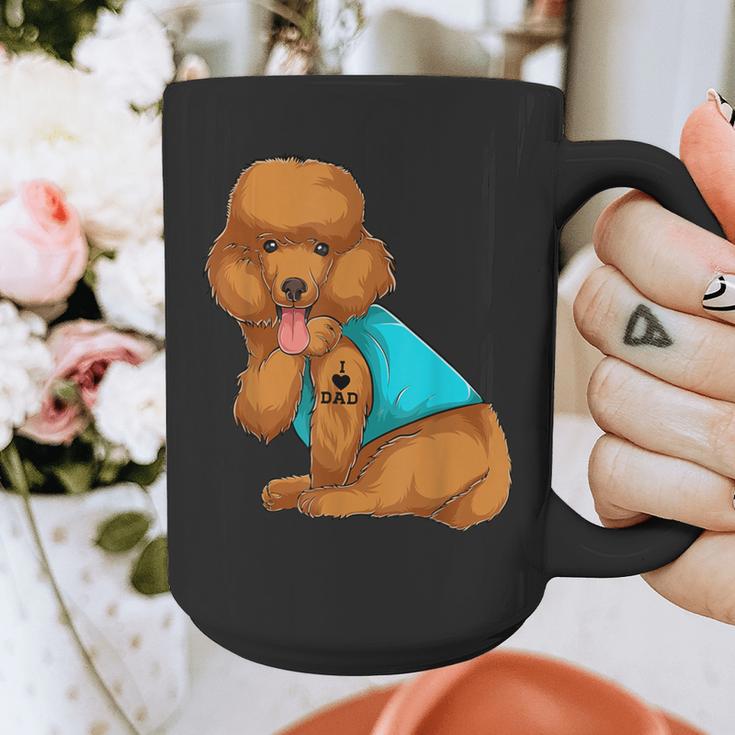 Poodle I Love Dad Tattoo Apparel Dog Dad Dads For Men Women Graphic Print Coffee Mug