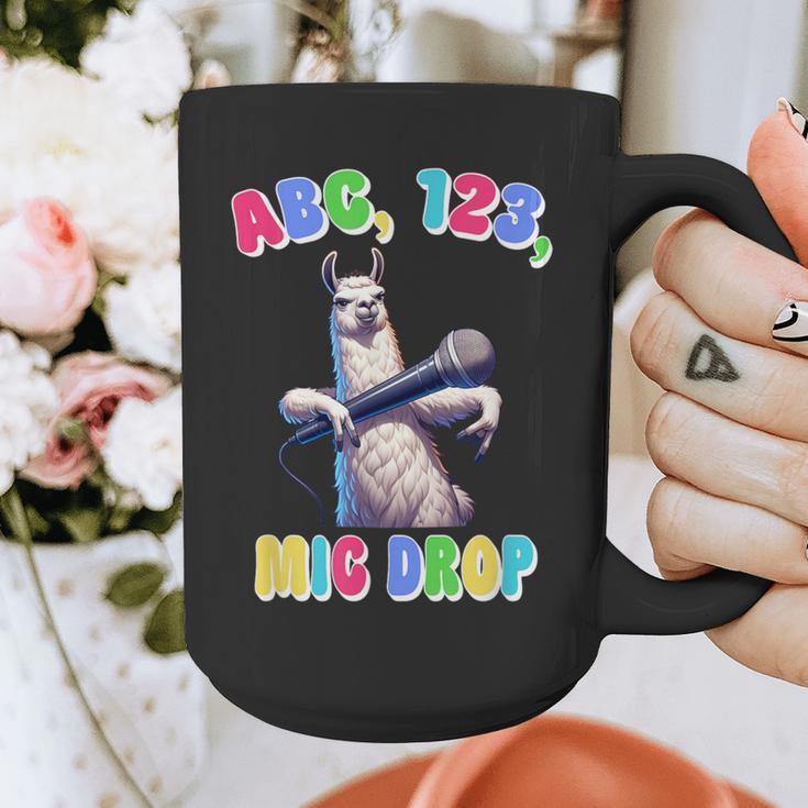 Preschool Graduate Shirt ABC 123 Mic Drop Llama Graduation Graphic Print Coffee Mug