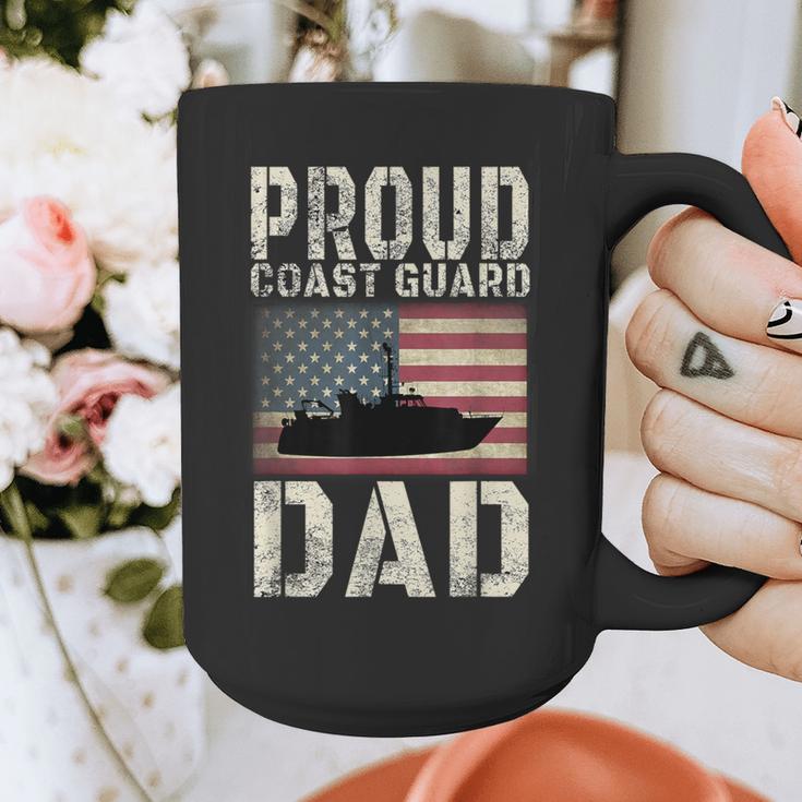 Proud Coast Guard Dad USCG American Flag T-Shirt Graphic Print Coffee Mug