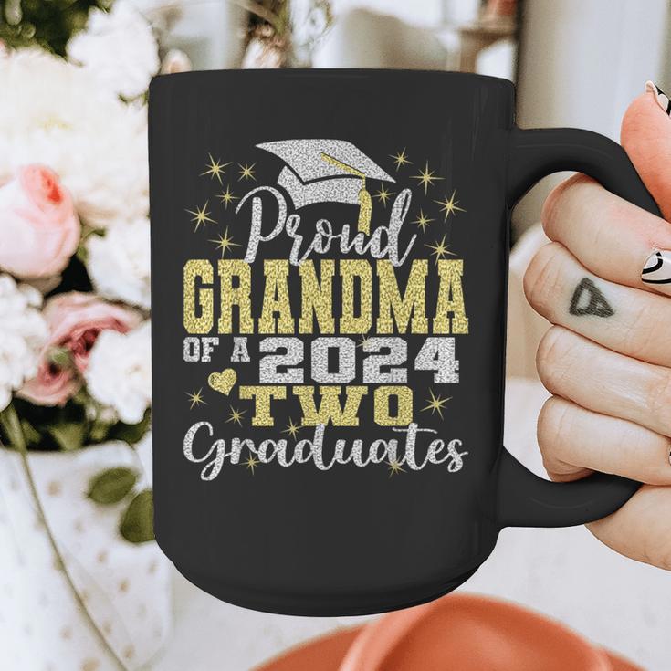 Proud Grandma Of Two 2024 Graduate Class 2024 Graduation Graphic Print Coffee Mug