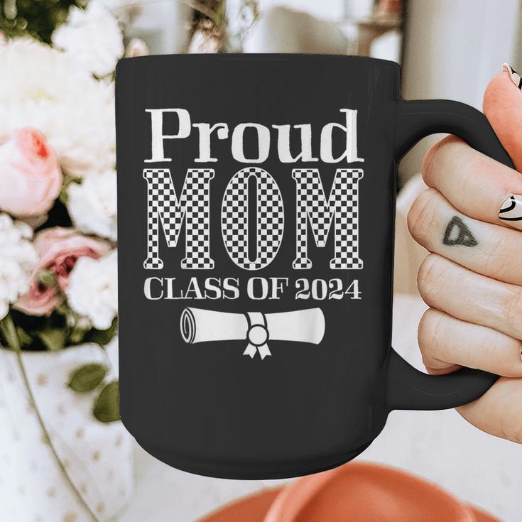 Proud Mom Of a 2024 Graduate Mama Checkered Graduation Graphic Print Coffee Mug
