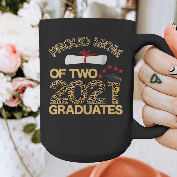 Proud Mom Of Two 2021 Graduates Twin Mama Graduation Leopard Graphic Print Coffee Mug