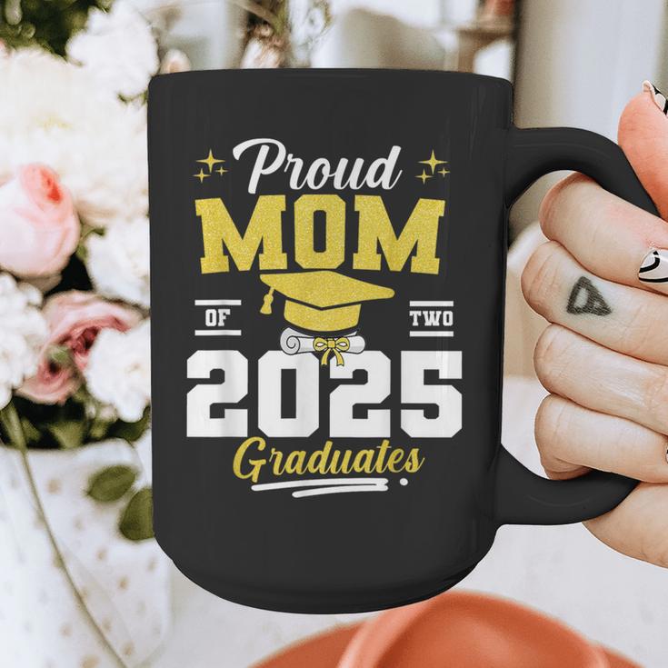 Proud Mom Of Two Class Of 2025 Graduates Twins Graduation Graphic Print Coffee Mug