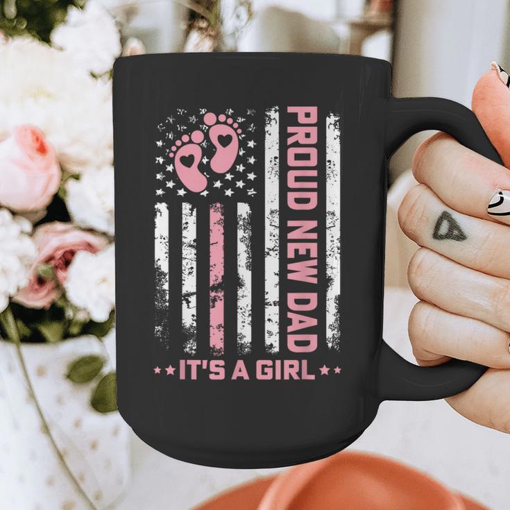 Proud New Dad New Girl Baby First Fathers Day American Flag Graphic Print Coffee Mug